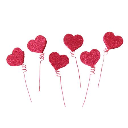 Pinches gibré corazones rojos 6u